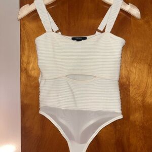 Forever 21 White Ribbed Bodysuit